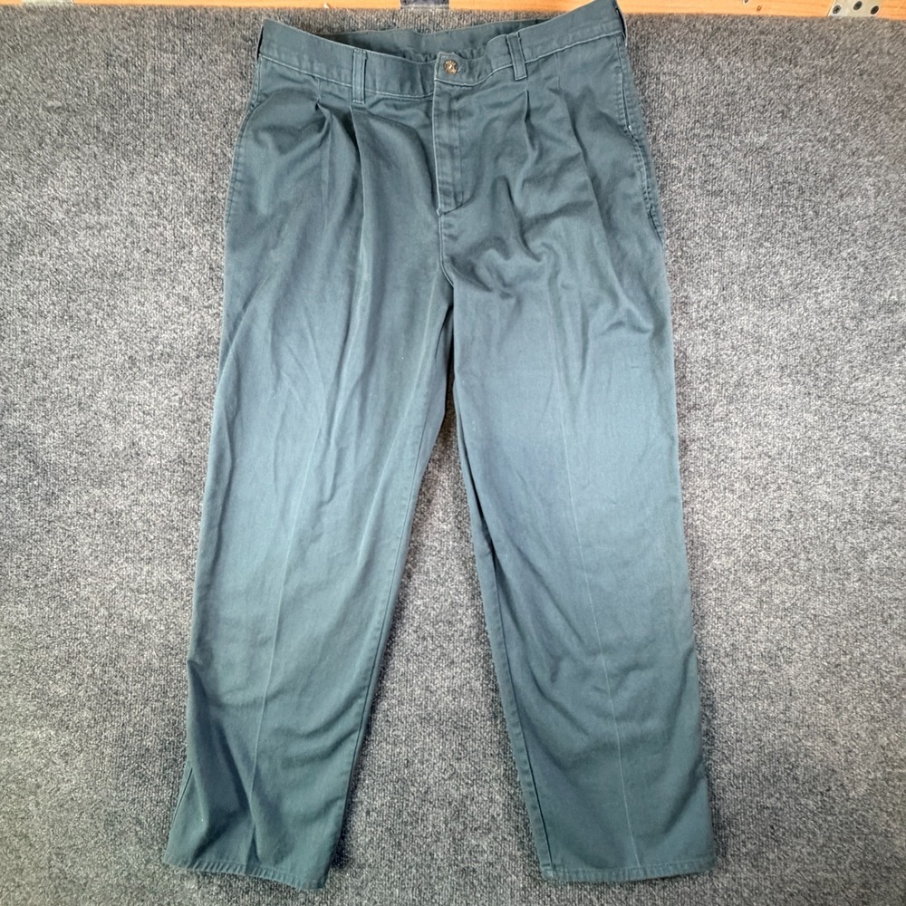 Farah Chino Pants‎ Men 35x29 Slate Blue Cotton Pleated Front Straight VIntage
